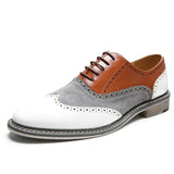 0 White men's Brogue Shoe Large Leather Shoes Pointed Toe Designer Shoe Mart Lion - Mart Lion