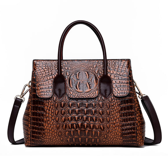 Women Handbag Genuine Leather Bags Crocodile Luxury Handbags Designer Crossbody Female Retro Tote Handbags Mart Lion   