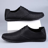 Leather Men's Breathable Driving Shoes Luxury Brands Formal Loafers Moccasins Black Mart Lion   