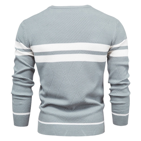 Men's Boys Winter Stripe Sweater Thick Warm Pullovers Men's O-neck Basic Casual Slim Sweaters Mart Lion   