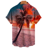Men's Coconut Tree 3D Printing Shirts Casual Hawaiian Loose Shirts Short Sleeve Shirts Summer Beach Loose Tops Mart Lion ZM-1618 L 