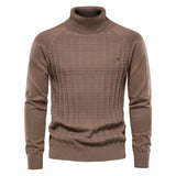 Solid Color Knitted Turtleneck Men's Sweater Cotton Warm Pullover Winter Casual Mart Lion   