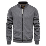 Solid Color Men's Sweatshirts Cotton Zip Baseball Collar Slim Fit Coats Autumn Cardigan Mart Lion Dark grey CN Size M 55-65kg 