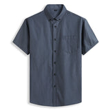 Short Sleeve Men's Pure Cotton Summer Plaid Men's Shirts Formal Casual Slim Fit  Loose Mart Lion Gray M-175 