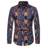 Shirts Men's Dress Casual Abstract Spider Web Print Long Sleeve Camisa Social Gradient Elasticity