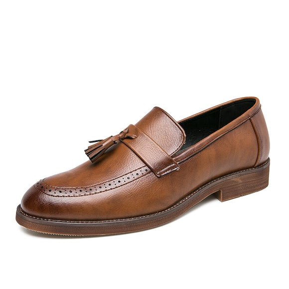 Fashion Slip Men's Dress Shoes microfiber Leather Formal Mart Lion Brown 38 