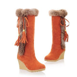 Wedge Long Women Boots  Platform Plush Winter Footwear Ladies Thigh Heels Mart Lion orange 35 