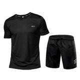 Quick-Dry 2 Piece Sets Men's Tracksuit Sportswear Gym Clothing Sweatsuits Male Kit Compression Suits Fitness Sportswear Workout Mart Lion Black Set M 