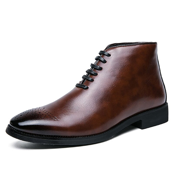 Microfiber Leather Chelsea Boots Men's Dress Autumn Ankle Formal Footwear Mart Lion Brown 38 