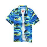 26 Colors Summer Men's Hawaiian Shirts Short Sleeve Button Coconut Tree Print Casual Beach Aloha Shirt Mart Lion 75 Coconut tree blk 2XL for 180CM 80KG 