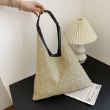 Women Straw Underarm Bag Female Trendy Handbags Simple Casual Large-capacity Shoulder Bags Mart Lion Khaki  