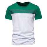 Striped Cotton T-shirts Men's O-neck Slim Fit Causal Designer Summer Short Sleeve Clothing Mart Lion TS164-White CN Size M 55-65kg 