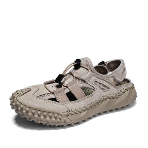 Men's Sandals Beach Sandals Soft Summer Shoes Genuine Leather Outdoor Roman Mart Lion 8939-khaki 38 