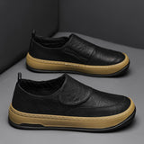 Genuine Leather Men Increase Casual Shoes Handmade Loafers Travel Breathable Slip on Black Soft Walking Leisure Mart Lion   