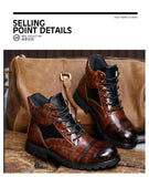 Men Boots Retro Middle Leather Mart Lion   