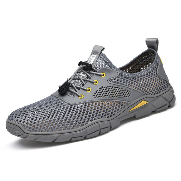 Summer Handmade Mesh Shoes Men's Breathable Trend Sports Daily Harajuku Leisure Casual Hollowed Out Light Trooshoes Sneakers Mart Lion Gray 38 
