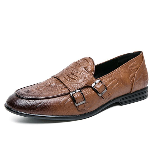 Slip On Men's Loafers Split Leather Dress Shoes Formal Footwear Mart Lion Brown 38 