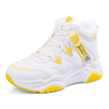 Fleece-Lined Clunky Sneaker Women's Autumn and Winter Sports Shoes Tide  Casual Cotton Mart Lion Yellow 35 