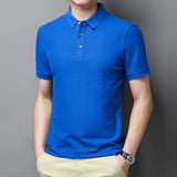 Korean Style Solid Polo Shirt Men's Short Sleeve Summer T Shirt Men's Clothing Streetwear Polo Shirt Korean Clothing Mart Lion Blue M 