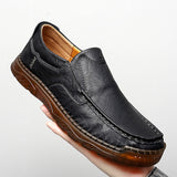 Genuine Leather Handmade Oxford Sole Shoes Men Casual Luxury Brand Loafers Breathable Black Driving Mart Lion   