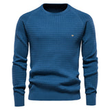 100% Cotton Men's Sweaters Soild Color O-neck Mesh Pullovers Winter Autumn Basic Sweaters Mart Lion blue EUR S 60-70kg 