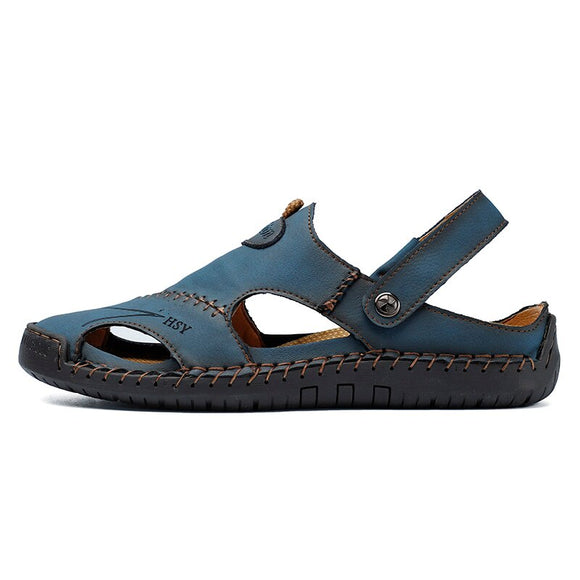0 Summer Men's Sandals Outdoor Non Slip Soft Slippers Leather Beach Sandals Classic Roman Flat Wading Shoes Mart Lion - Mart Lion