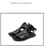  Sandals Men's Shoes PU Solid Color Casual Street Beach Open Toe Zipper Belt Buckle Mart Lion - Mart Lion