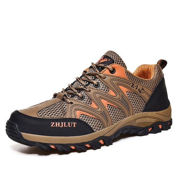 Hiking Shoes Men's Women Mesh Sneakers Breathable Lace Up Casual Female Black Mountain Shoes Boy Autumn Summer Brown Mart Lion   