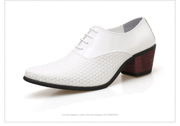  Men's Office Shoes Mixed White Black Soft Leather Wedding Oxford Pu Leather Dress Mart Lion - Mart Lion