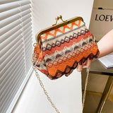 Autumn Straw Handbags Mini Shell Clip Shoulder Bag Ethnic Wind Single Shoulder Crossbody Chain Bag Woman Mart Lion Style 3  