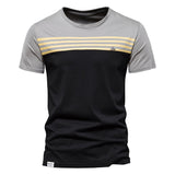 Striped Cotton T-shirts Men's O-neck Slim Fit Causal Designer Summer Short Sleeve Clothing Mart Lion   