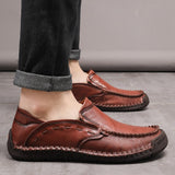 Men Handmade Shoes Genuine Leather Casual Outdoor Soft Homme Classic Ankle Non-slip Flats Trend Mart Lion   