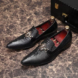 Summer pattern Men's Shoes Pointed Calf Office Dress Crocodile print Luxury Wedding Mart Lion black 2 43 China