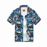 Aloha Shirts Men's Clothes Summer Camisa Havaiana Colorful Printed Short Sleeve Hawaiian Beach Shirts Mart Lion 79 navy blue 2XL for 180CM 80KG 