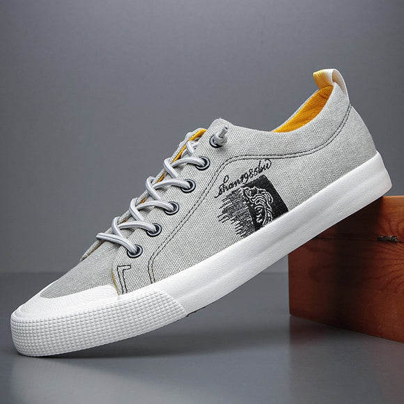 Men's Casual Shoes Canvas Breathable Vulcanize Classic Sneakers Mart Lion 22117 gray 38 