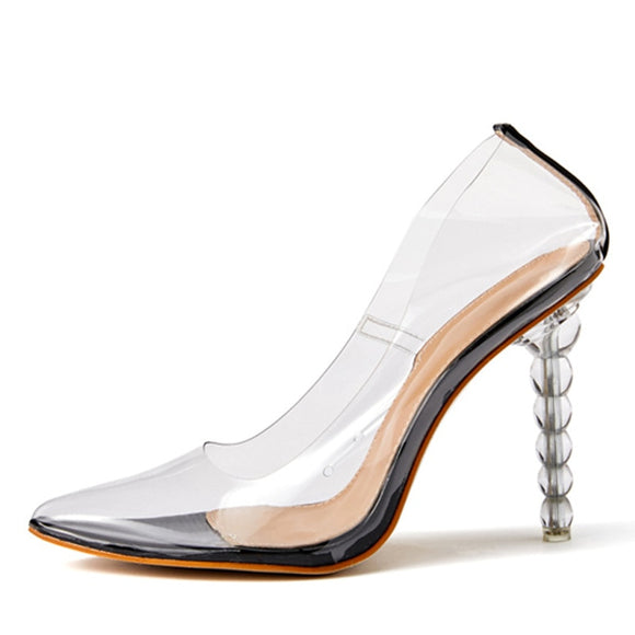 Liyke PVC Transparent Strange Perspex High Heels Women Pumps Slingback Sandals Pointed Toe Lady Party Clear Shoes Mart Lion   