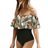 Sweet Ruffles Bikini For Women One Pieces Swimwear Print Lady Beachwear Female Swimsuit Mart Lion 01 S 