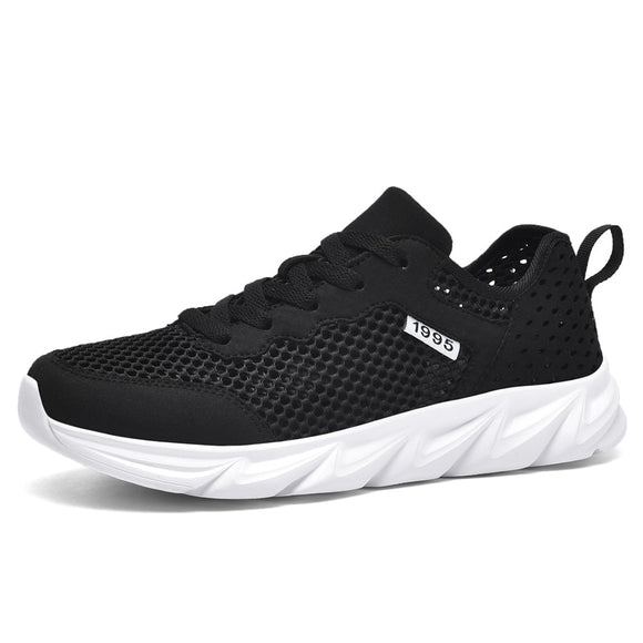 Summer Light Runing Sneakers Men's Hollow Mesh Breathable Running Shoes Jogging Outdoor Travel Casual Sneakers Mart Lion 6966black white 6.5 