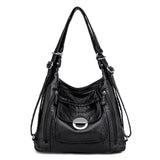 Genuine Leather Handbags Multifunction Casual Tote Bag Bagpack Mochilasr Women Shoulder Ladies bags Mart Lion Black-48  