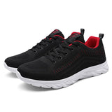 Men's Leather Walking Jogging Sneakers Running Sport Shoes Black Lightweight Athletic Trainers Breathable Mart Lion   