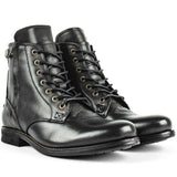 Large Men Leather Boots Wipe Color Side Zipper Military Cavalry Mart Lion Black EUR38 