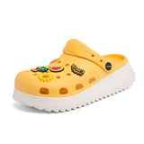 Summer Pink Cute Women's Garden Shoes Lightweight Platform Sandals Women Outdoor Non-slip Beach Slippers Women Mart Lion Yellow 730-1 35 China