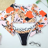 Padded Bikini Set Women Vintage Swimwear Print Leopard Sunscreen Swimsuit Beach Suit Bathing Suits Mart Lion   