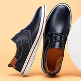 Leather Shoes Men's Flats Luxury Oxford Lace Up Wedding Formal Casual Mart Lion   