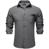 Black Dress Shirts Men's Clothing Long Sleeve Tuxedo Social Casual Splicing Paisley Collar Cuff Men's Shirt Mart Lion   