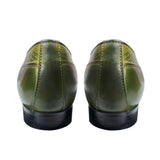 Loafers Fringe shoes men's stylish Round Toe Green Gradient Dress Formal Spectator Striped chaussure homme Rubber sole Mart Lion   