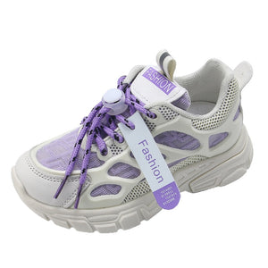 Girls Sneakers Children Shoes Breathable Mesh Light Sport Thick Bottom Tennis Running Shoes Girl Grey Kids Zapatilla Mart Lion   