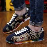  graffiti Printed Men's Suede Sneakers Red Running Shoes Jogging Light Gym Trainers Flat Embroidery Mart Lion - Mart Lion