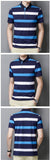 Korean Style Polo Shirt Striped Short Sleeve Summer Cool Shirt Streetwear Striped Polo Shirt Men's Tops Clothes