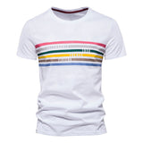 Striped Cotton T-shirts Men's O-neck Slim Fit Causal Designer Summer Short Sleeve Clothing Mart Lion   